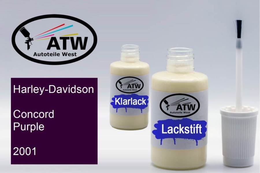 Harley-Davidson, Concord Purple, 2001: 20ml Lackstift + 20ml Klarlack - Set, von ATW Autoteile West.